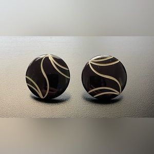 Vintage Black Circle Pattern Earrings